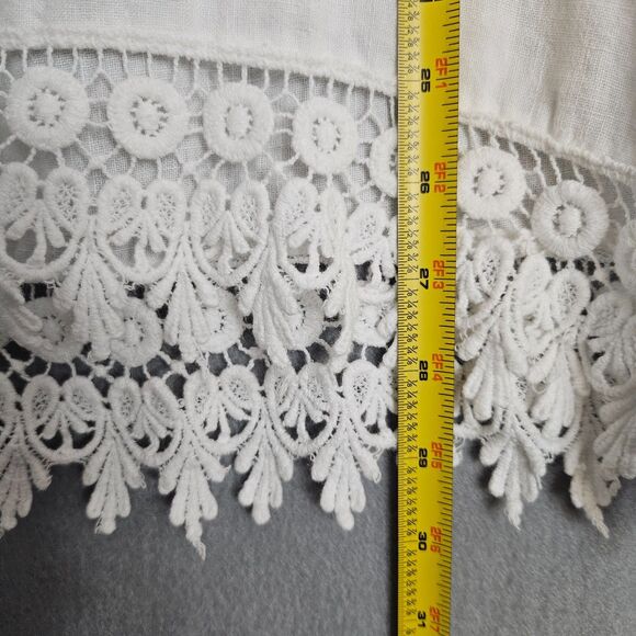 Terzo Millennio Italian Linen 1X Tunic Top Cotton Lace Crisp White Beach Boho - Picture 5 of 8